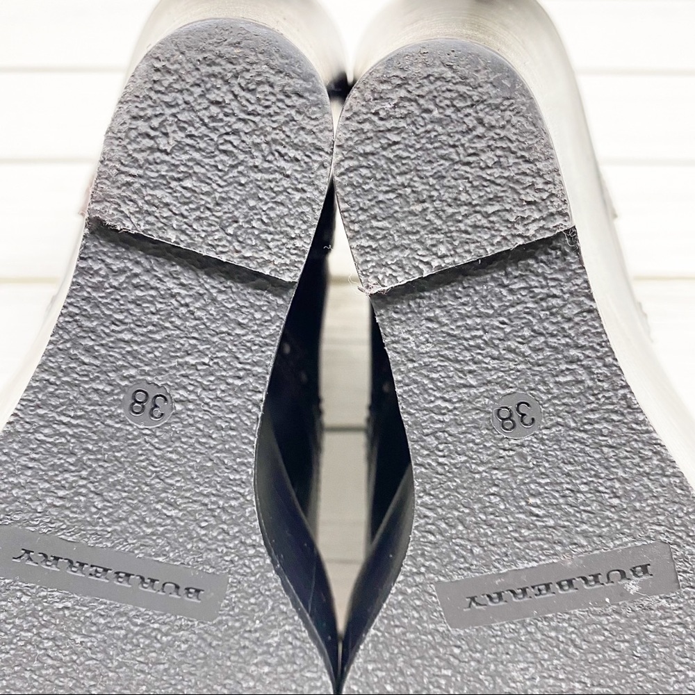 BURBERRY Brogue Chelsea Detailed Wedge Polished Leather Ankle Boots 38 - Picture 10 of 16